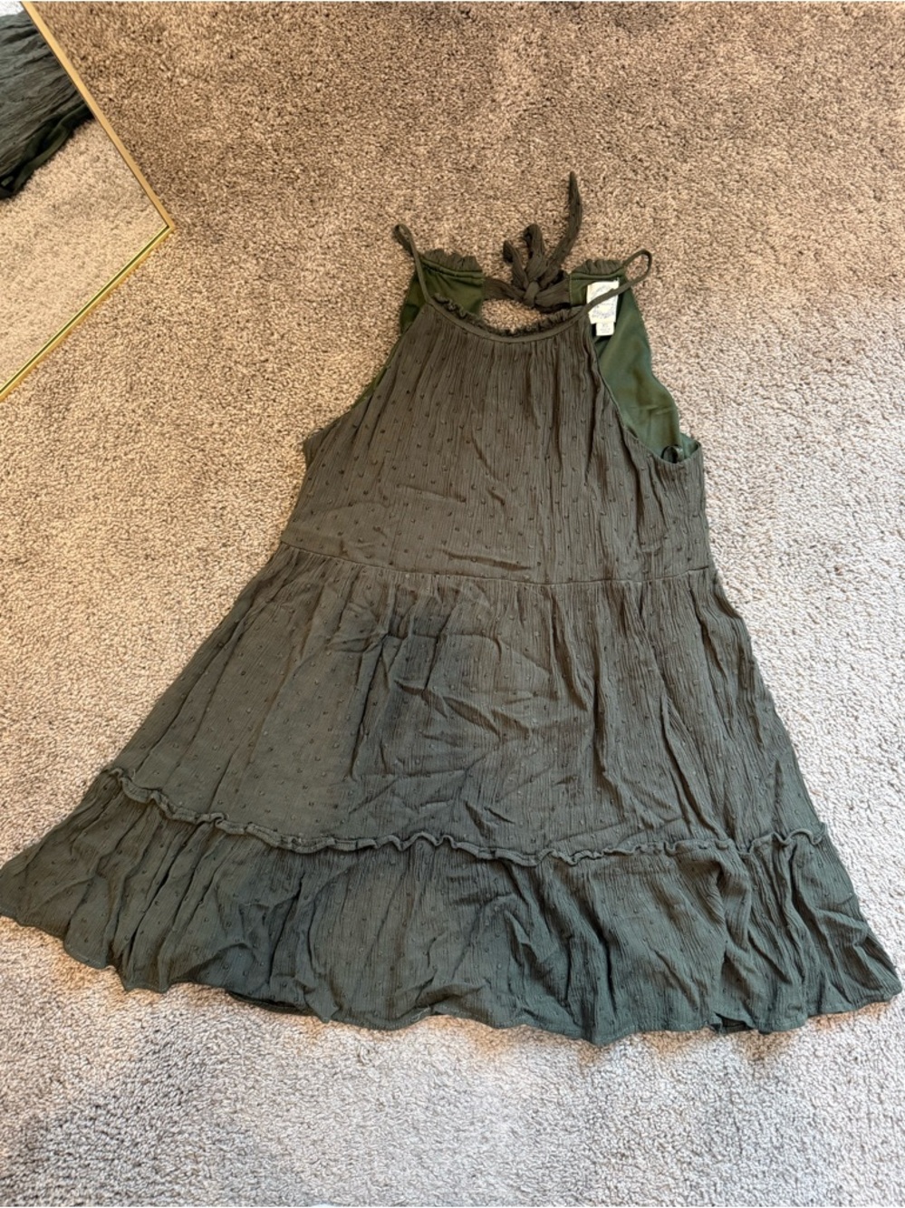 Blue Rain Olive Green Ruffled Sundress